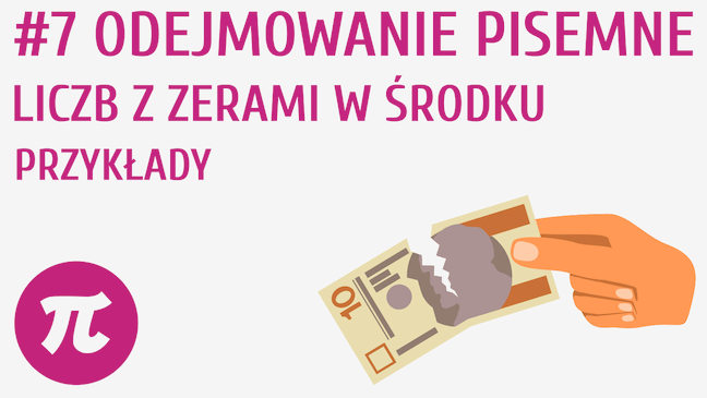 Odejmowanie pisemne liczb z zerami w środku - przykłady