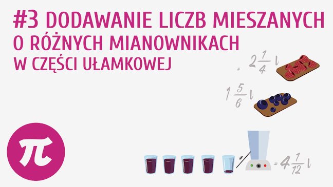 Dodawanie liczb mieszanych o różnych mianownikach w części ułamkowej